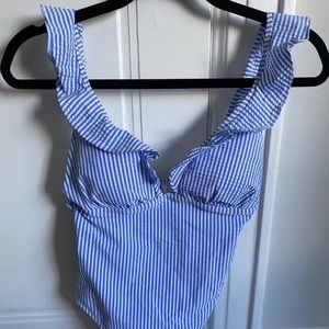J.Crew v-neck seersucker one piece swimsuit